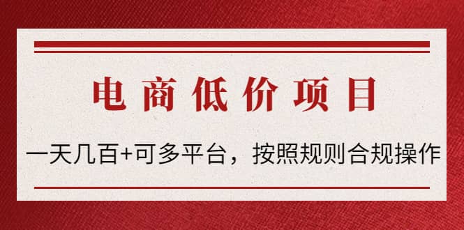电商低价赔FU项目：按照规则合规操作网创吧-网创项目资源站-副业项目-创业项目-搞钱项目左姐网创