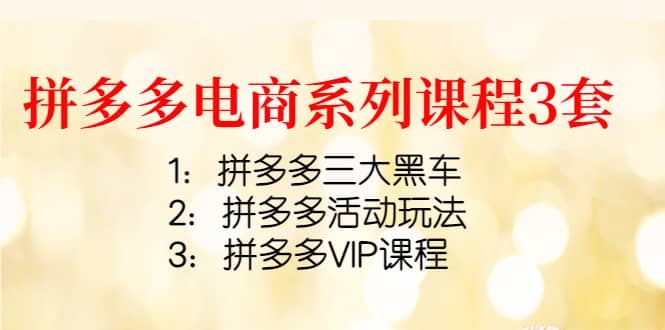 拼多多电商系列课程3套：拼多多三大黑车+拼多多活动玩法+拼多多VIP课程网创吧-网创项目资源站-副业项目-创业项目-搞钱项目左姐网创