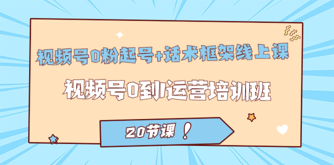 视频号·0粉起号+话术框架线上课：视频号0到1运营培训班（20节课）网创吧-网创项目资源站-副业项目-创业项目-搞钱项目左姐网创