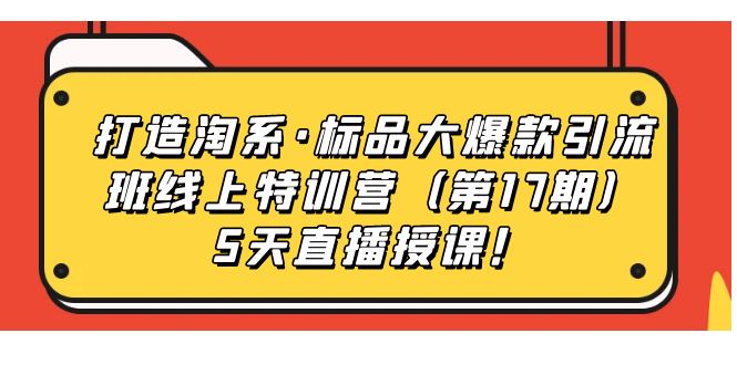 打造淘系·标品大爆款引流班线上特训营5天直播授课！网创吧-网创项目资源站-副业项目-创业项目-搞钱项目左姐网创