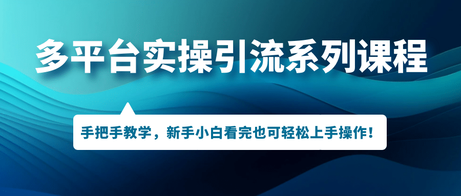 多平台实操引流系列课程，手把手教学，新手小白看完也可轻松上手引流操作网创吧-网创项目资源站-副业项目-创业项目-搞钱项目左姐网创
