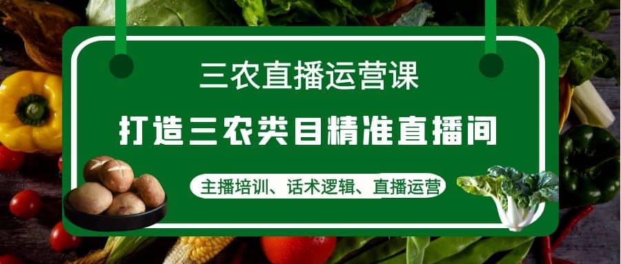 三农直播运营课：打造三农类目精准直播间，主播培训、话术逻辑、直播运营网创吧-网创项目资源站-副业项目-创业项目-搞钱项目左姐网创