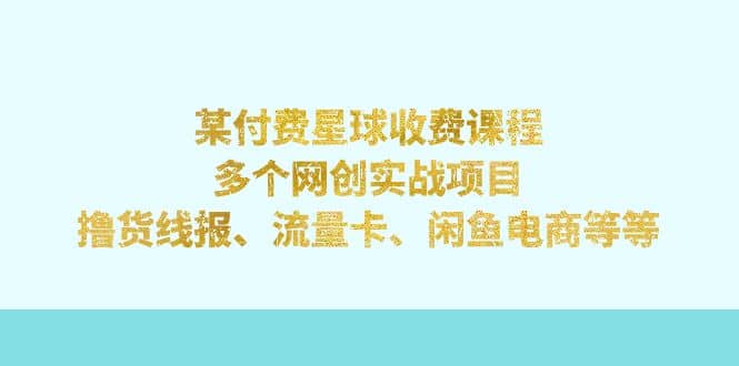 某付费星球课程：多个网创实战项目，撸货线报、流量卡、闲鱼电商等等网创吧-网创项目资源站-副业项目-创业项目-搞钱项目左姐网创