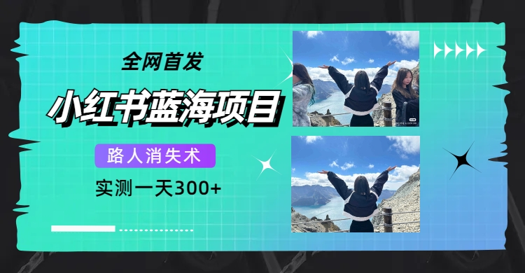 全网首发，小红书蓝海项目，路人消失术，实测一天300+（教程+工具）网创吧-网创项目资源站-副业项目-创业项目-搞钱项目左姐网创