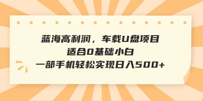 蓝海高利润，车载U盘项目，适合0基础小白，一部手机轻松实现日入500+网创吧-网创项目资源站-副业项目-创业项目-搞钱项目左姐网创