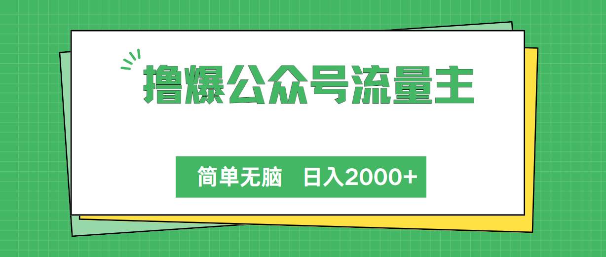 撸爆公众号流量主，简单无脑，单日变现2000+网创吧-网创项目资源站-副业项目-创业项目-搞钱项目左姐网创