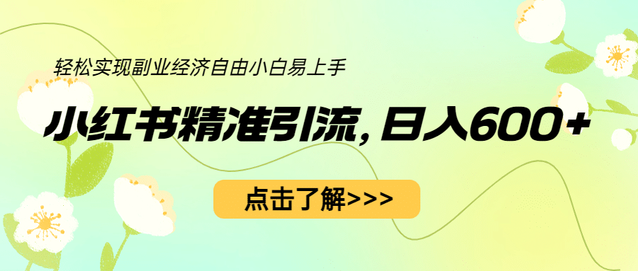 小红书精准引流，小白日入600+，轻松实现副业经济自由（教程+1153G资源）网创吧-网创项目资源站-副业项目-创业项目-搞钱项目左姐网创