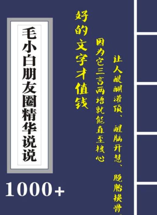 毛小白内容合集《朋友圈说说精华1000+》好的文字才值钱（第1部+2部）网创吧-网创项目资源站-副业项目-创业项目-搞钱项目左姐网创