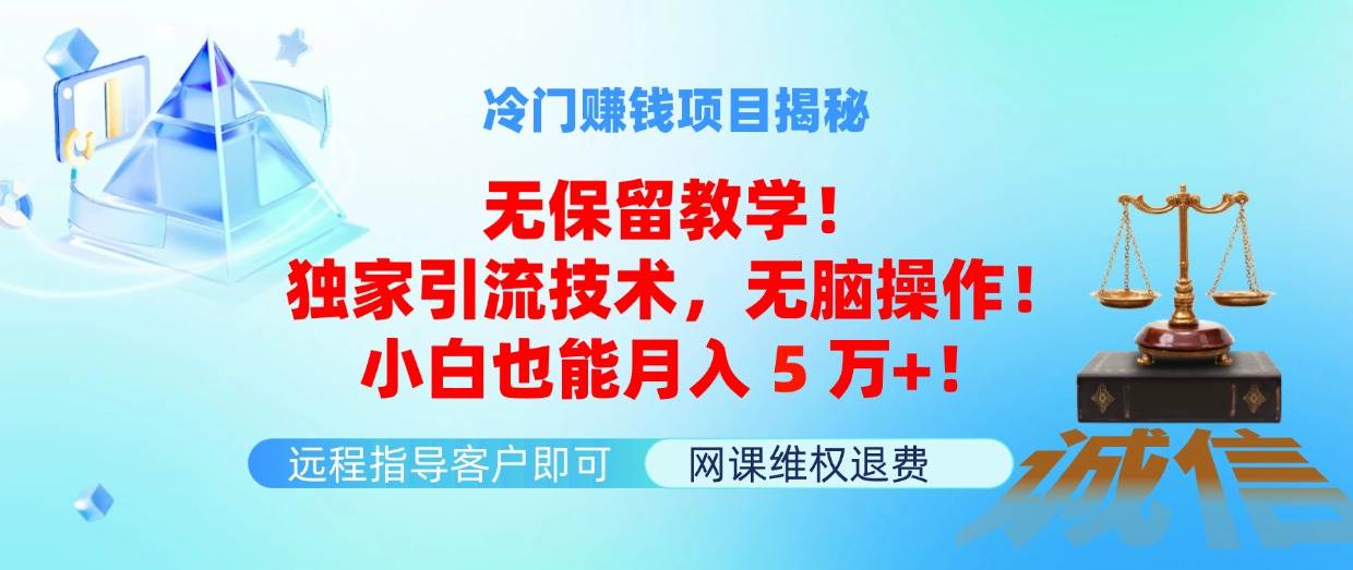 冷门赚钱项目无保留教学！独家引流技术，无脑操作！小白也能月入5万+！网创吧-网创项目资源站-副业项目-创业项目-搞钱项目左姐网创