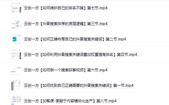 云创一方2022抖音SEO系列课程，教你如何快速上抖音搜索排名第一网创吧-网创项目资源站-副业项目-创业项目-搞钱项目左姐网创