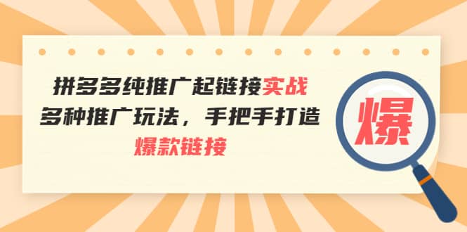 拼多多纯推广起链接实战：多种推广玩法，手把手打造爆款链接网创吧-网创项目资源站-副业项目-创业项目-搞钱项目左姐网创