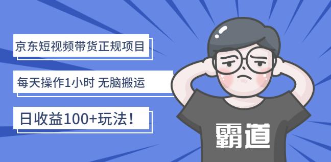 京东短视频带货正规项目：每天操作1小时无脑搬运日收益100+玩法！网创吧-网创项目资源站-副业项目-创业项目-搞钱项目左姐网创