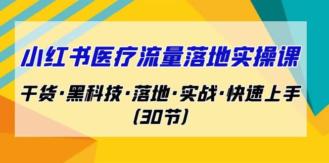 小红书·医疗流量落地实操课，干货·黑科技·落地·实战·快速上手（30节）网创吧-网创项目资源站-副业项目-创业项目-搞钱项目左姐网创