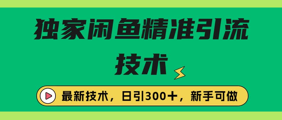 独家闲鱼引流技术，日引300＋实战玩法网创吧-网创项目资源站-副业项目-创业项目-搞钱项目左姐网创