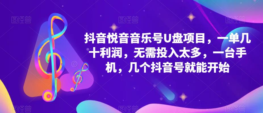 抖音音乐号U盘项目 一单几十利润 无需投入太多 一台手机 几个抖音号就开始网创吧-网创项目资源站-副业项目-创业项目-搞钱项目左姐网创