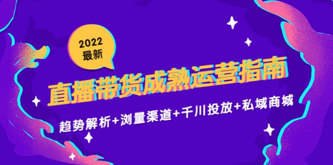 2022最新直播带货成熟运营指南：趋势解析+浏量渠道+千川投放+私域商城网创吧-网创项目资源站-副业项目-创业项目-搞钱项目左姐网创