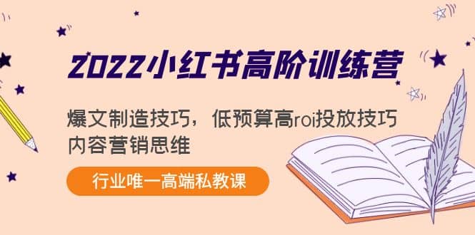 2022小红书高阶训练营：爆文制造技巧，低预算高roi投放技巧，内容营销思维网创吧-网创项目资源站-副业项目-创业项目-搞钱项目左姐网创