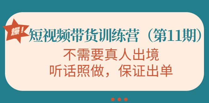 短视频带货训练营（第11期），不需要真人出境，听话照做，保证出单网创吧-网创项目资源站-副业项目-创业项目-搞钱项目左姐网创