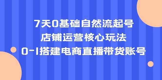 7天0基础自然流起号，店铺运营核心玩法，0-1搭建电商直播带货账号网创吧-网创项目资源站-副业项目-创业项目-搞钱项目左姐网创