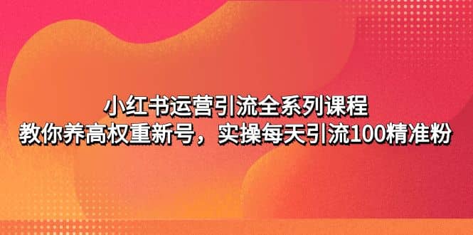 小红书运营引流全系列课程：教你养高权重新号网创吧-网创项目资源站-副业项目-创业项目-搞钱项目左姐网创