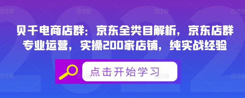 贝千电商店群：京东全类目解析，京东店群专业运营，实操200家店铺，纯实战经验网创吧-网创项目资源站-副业项目-创业项目-搞钱项目左姐网创