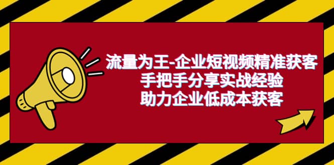 流量为王-企业 短视频精准获客，手把手分享实战经验，助力企业低成本获客网创吧-网创项目资源站-副业项目-创业项目-搞钱项目左姐网创