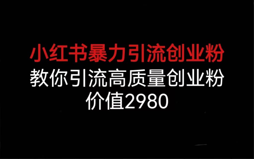 小红书暴力引流创业粉，教你引流高质量创业粉，价值2980网创吧-网创项目资源站-副业项目-创业项目-搞钱项目左姐网创