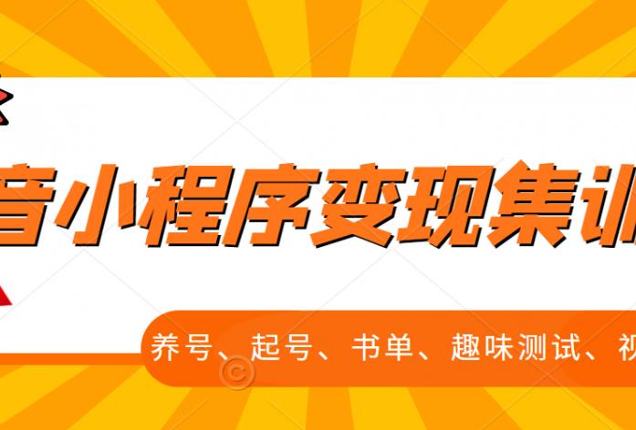 抖音小程序变现集训课，养号、起号、书单、趣味测试、视频剪辑，全套流程网创吧-网创项目资源站-副业项目-创业项目-搞钱项目左姐网创