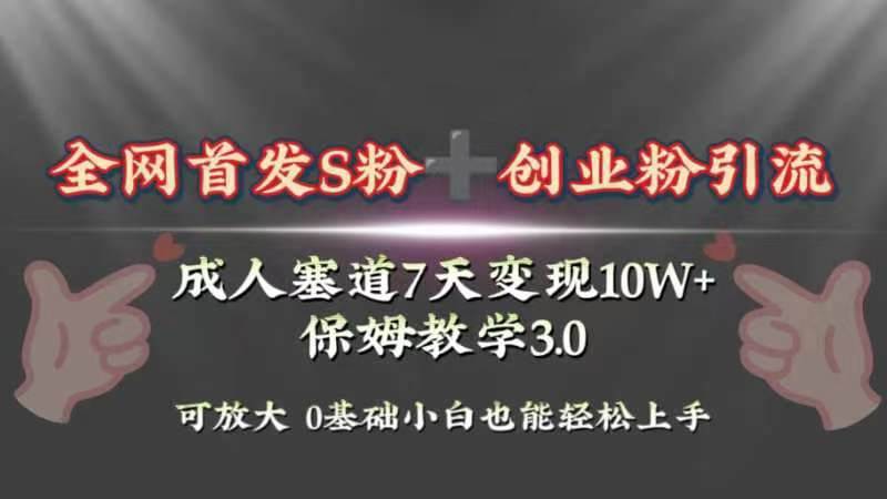 全网首发s粉加创业粉引流变现，成人用品赛道7天变现10w+保姆教学3.0网创吧-网创项目资源站-副业项目-创业项目-搞钱项目左姐网创
