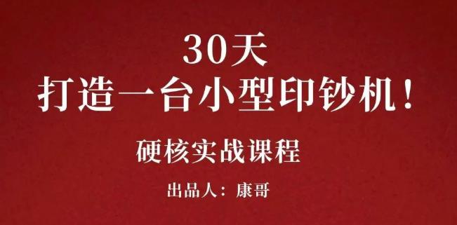 康哥30天打造一台小型印钞机：躺赚30万的项目完整复盘（视频教程）网创吧-网创项目资源站-副业项目-创业项目-搞钱项目左姐网创