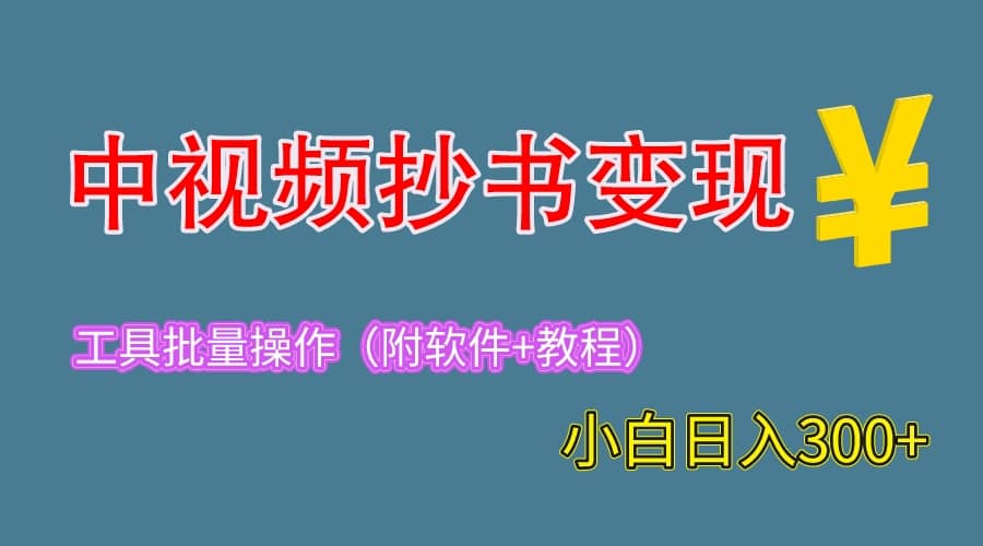 2023中视频抄书变现（附工具+教程），一天300+，特别适合新手操作的副业网创吧-网创项目资源站-副业项目-创业项目-搞钱项目左姐网创