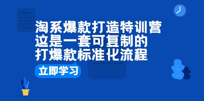 淘系爆款打造特训营：这是一套可复制的打爆款标准化流程网创吧-网创项目资源站-副业项目-创业项目-搞钱项目左姐网创