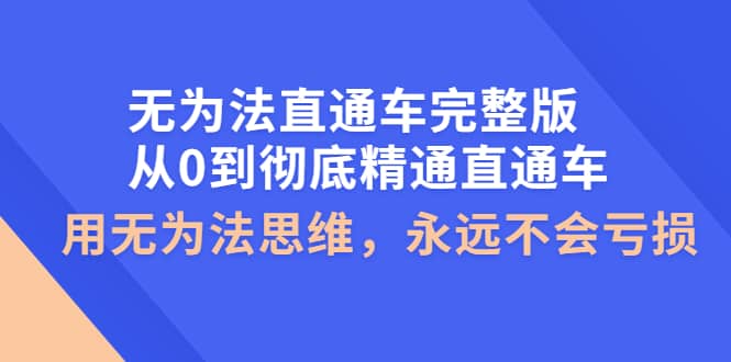 无为法直通车完整版：从0到彻底精通直通车，用无为法思维，永远不会亏损网创吧-网创项目资源站-副业项目-创业项目-搞钱项目左姐网创