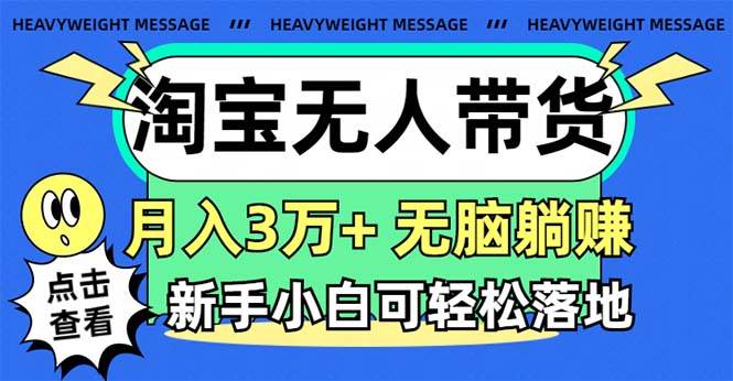 淘宝无人带货3.0高收益玩法，月入3万+，无脑躺赚，新手小白可落地实操网创吧-网创项目资源站-副业项目-创业项目-搞钱项目左姐网创