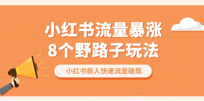 小红书流量-暴涨8个野路子玩法：小红书新人快速流量破局（8节课）网创吧-网创项目资源站-副业项目-创业项目-搞钱项目左姐网创