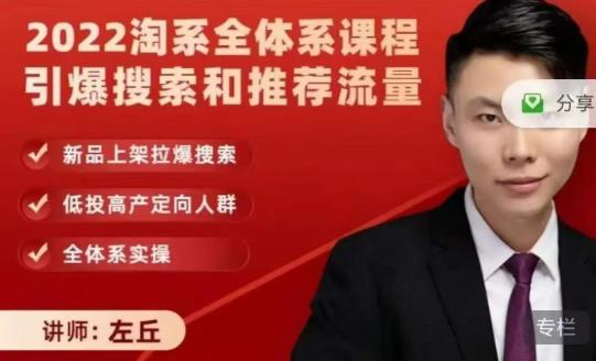2022淘系全体系课程引爆搜索和推荐流量，新品上架拉爆搜索网创吧-网创项目资源站-副业项目-创业项目-搞钱项目左姐网创