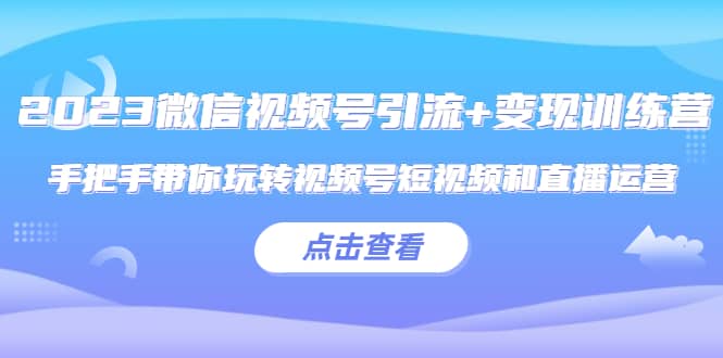 2023微信视频号引流+变现训练营：手把手带你玩转视频号短视频和直播运营网创吧-网创项目资源站-副业项目-创业项目-搞钱项目左姐网创