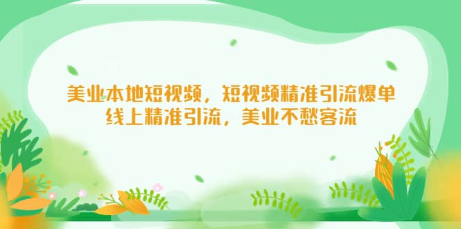 美业本地短视频，短视频精准引流爆单，线上精准引流，美业不愁客流网创吧-网创项目资源站-副业项目-创业项目-搞钱项目左姐网创