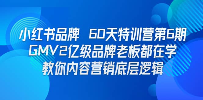 小红书品牌 60天特训营第6期 GMV2亿级品牌老板都在学 教你内容营销底层逻辑网创吧-网创项目资源站-副业项目-创业项目-搞钱项目左姐网创