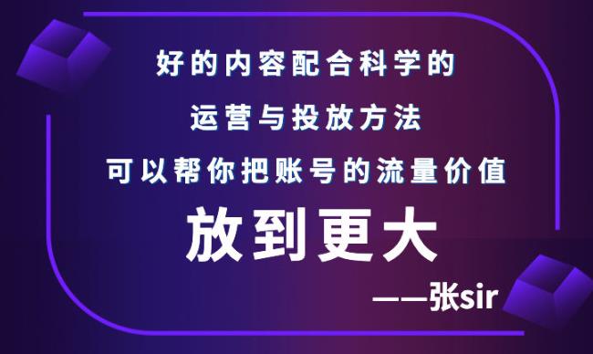 张sir账号流量增长课，告别海王流量，让你的流量更精准网创吧-网创项目资源站-副业项目-创业项目-搞钱项目左姐网创
