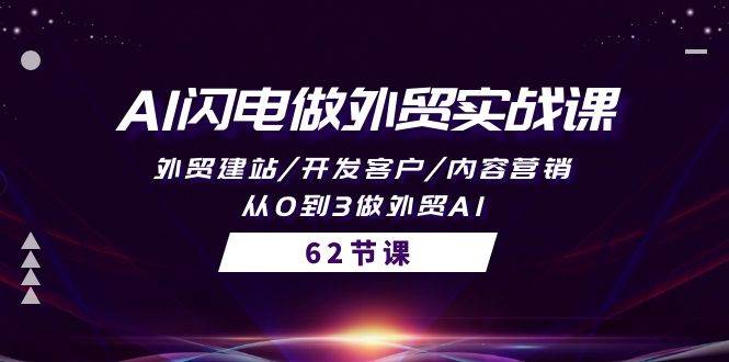 AI闪电做外贸实战课，外贸建站/开发客户/内容营销/从0到3做外贸AI-62节网创吧-网创项目资源站-副业项目-创业项目-搞钱项目左姐网创
