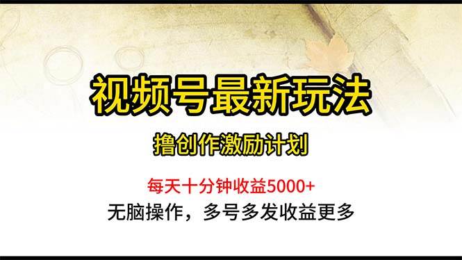 视频号最新玩法，每日一小时月入5000+网创吧-网创项目资源站-副业项目-创业项目-搞钱项目左姐网创
