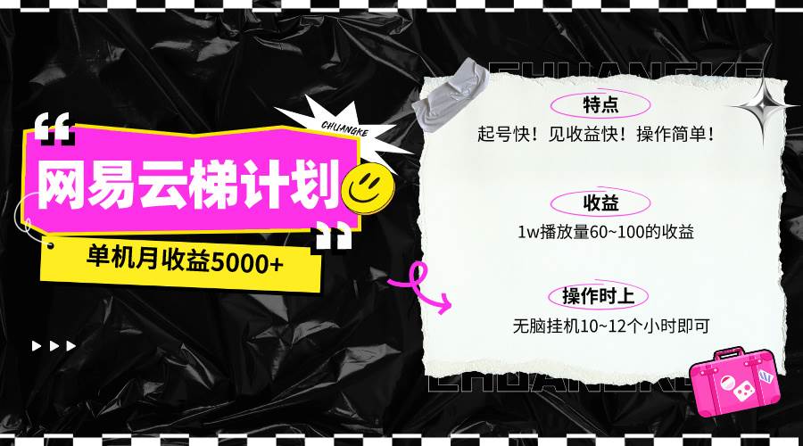 最新网易云梯计划网页版，单机月收益5000+！可放大操作网创吧-网创项目资源站-副业项目-创业项目-搞钱项目左姐网创