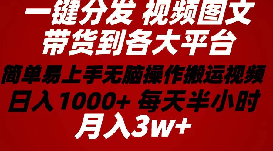2024年 一键分发带货图文视频  简单易上手 无脑赚收益 每天半小时日入1…网创吧-网创项目资源站-副业项目-创业项目-搞钱项目左姐网创