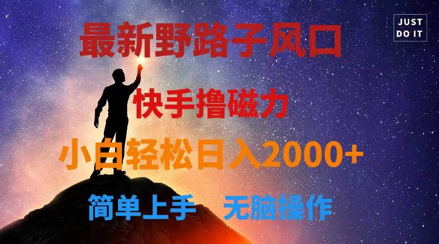 最新风口！快手撸磁力，野路子，小白无脑操作日入2000+网创吧-网创项目资源站-副业项目-创业项目-搞钱项目左姐网创