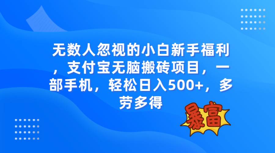 无数人忽视的项目，支付宝无脑搬砖项目，一部手机即可操作，轻松日入500+网创吧-网创项目资源站-副业项目-创业项目-搞钱项目左姐网创
