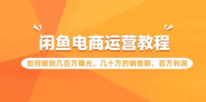 闲鱼电商运营教程：如何做到几百万曝光，几十万的销售额，百万利润网创吧-网创项目资源站-副业项目-创业项目-搞钱项目左姐网创