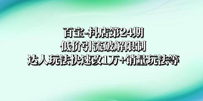 百宝-抖店第24期：低价引流破解限制，达人玩法快速改1万+销量玩法等网创吧-网创项目资源站-副业项目-创业项目-搞钱项目左姐网创