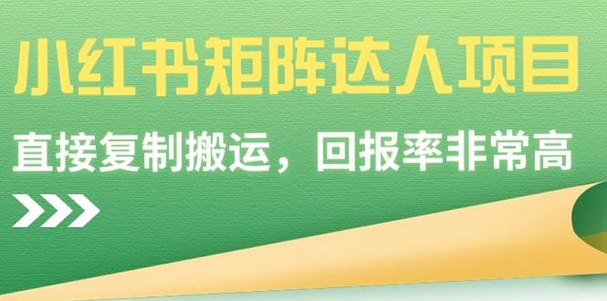 小红书矩阵达人项目，直接复制搬运，回报率非常高网创吧-网创项目资源站-副业项目-创业项目-搞钱项目左姐网创