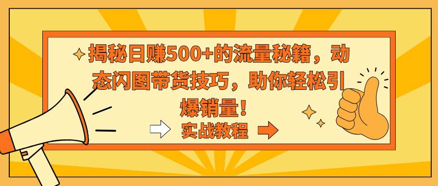揭秘日赚500+的流量秘籍，动态闪图带货技巧，助你轻松引爆销量！网创吧-网创项目资源站-副业项目-创业项目-搞钱项目左姐网创